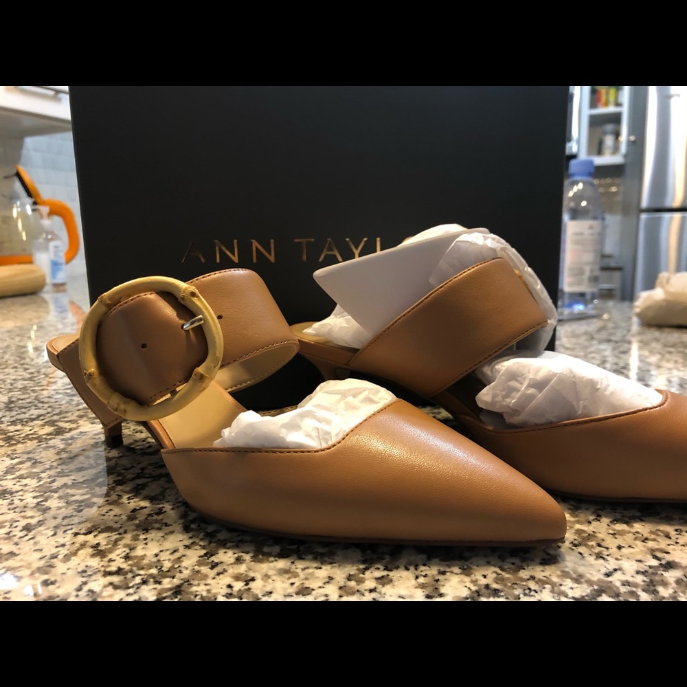 Ann Taylor leather buckle mule
